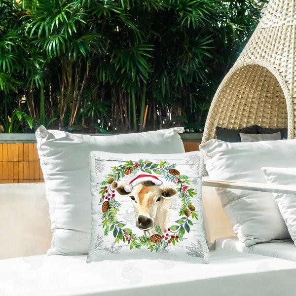 Stupell Industries Elena Vladykina | Winter Farmhouse Cow Wreath Printed Throw Pillow
