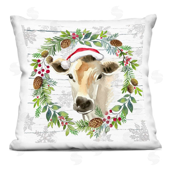 stupell industries Elena Vladykina | Winter Farmhouse Cow Wreath Printed Throw Pillow