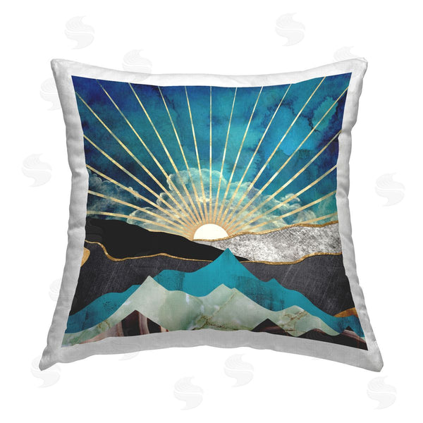 stupell industries Elephant Stock | Abstract Mountain Sun Rays Printed Throw Pillow