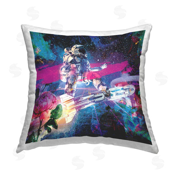 stupell industries Elephant Stock | Astronaut in Outer Space Collage Printed Throw Pillow