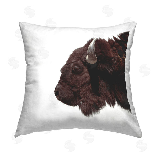 stupell industries Elephant Stock | Bison with White Background Printed Throw Pillow