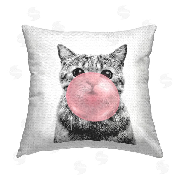 Stupell Industries Elephant Stock | Cat With Bubblegum Portrait Printed Throw Pillow
