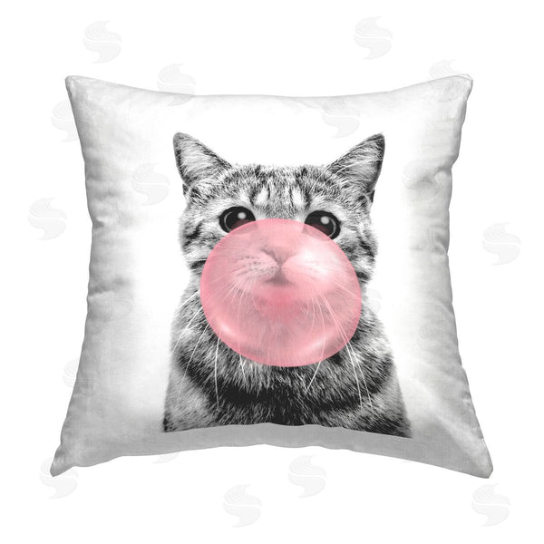 stupell industries Elephant Stock | Cat With Bubblegum Portrait Printed Throw Pillow