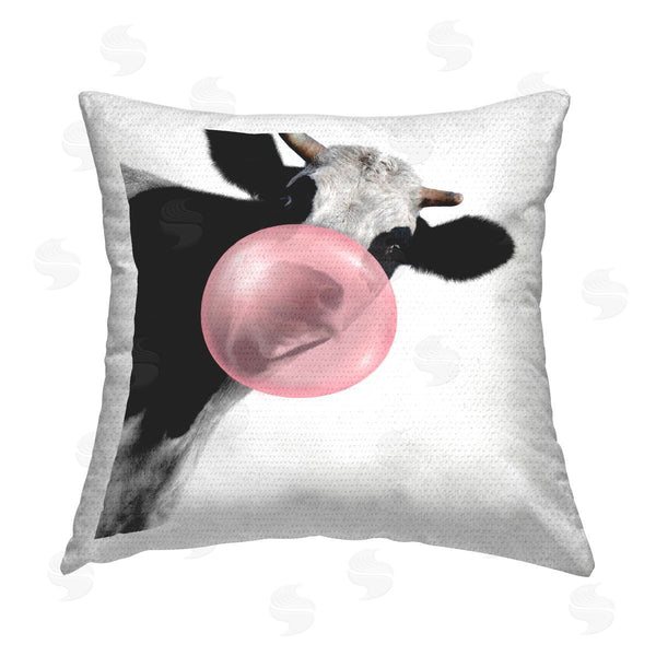 Stupell Industries Elephant Stock | Cow With Bubblegum Portrait Printed Throw Pillow