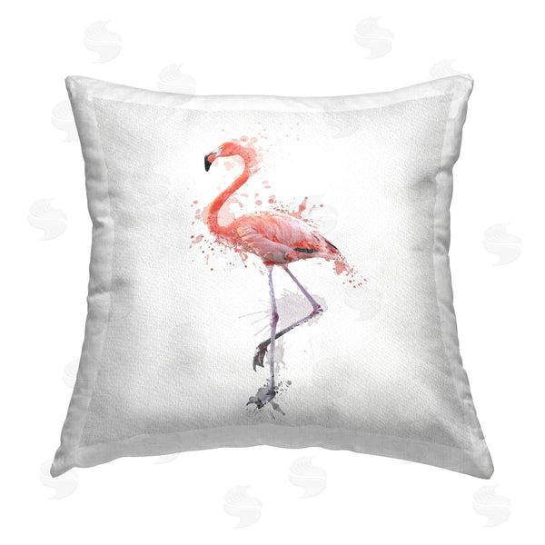 stupell industries Elephant Stock | Flamingo with Pink Splash Printed Throw Pillow