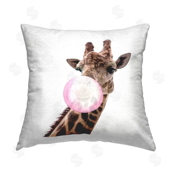 Stupell Industries Elephant Stock | Fun Giraffe Blowing Bubblegum Printed Throw Pillow