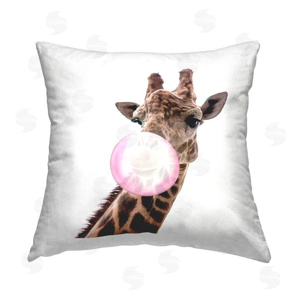 stupell industries Elephant Stock | Fun Giraffe Blowing Bubblegum Printed Throw Pillow