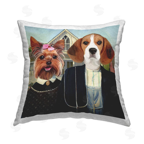 Stupell Industries Elephant Stock | Funny Dogs American Gothic Printed Throw Pillow