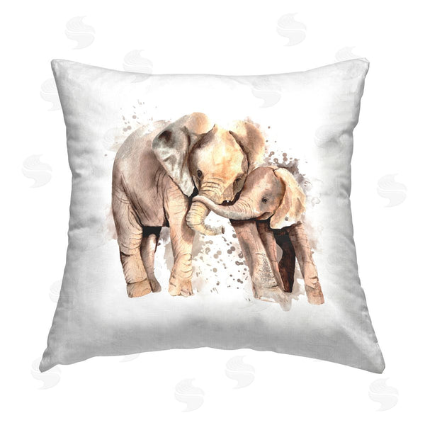 stupell industries Elephant Stock | Happy Elephants Modern Splash Printed Throw Pillow
