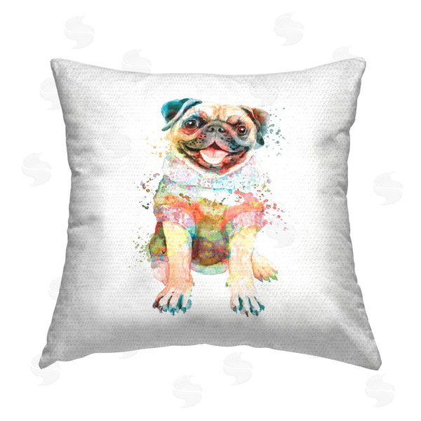 Stupell Industries Elephant Stock | Happy Pug In Sweater Printed Throw Pillow