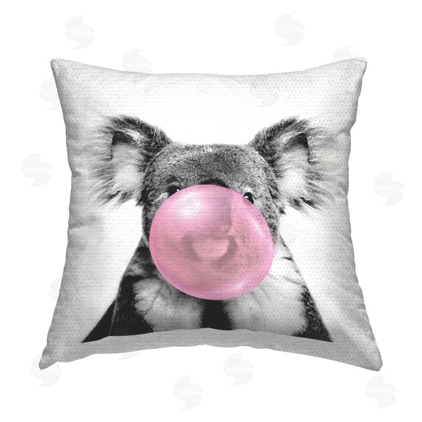 Stupell Industries Elephant Stock | Koala Blowing Pink Bubblegum Printed Throw Pillow