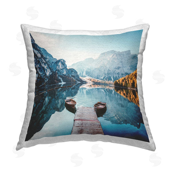 Stupell Industries Elephant Stock | Lake Dock Mountain Scenery Printed Throw Pillow