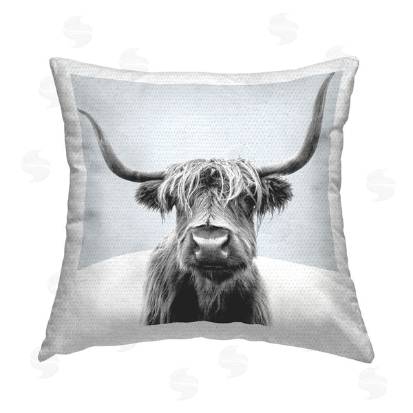 Stupell Industries Elephant Stock | Minimal Cattle Grey Portrait Printed Throw Pillow