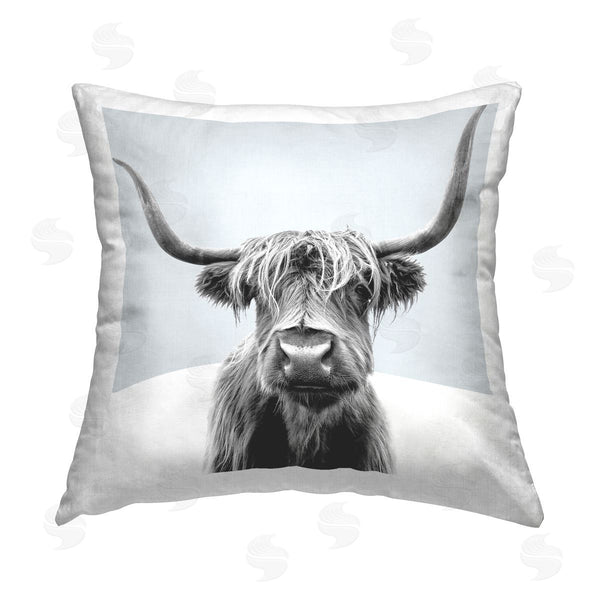 stupell industries Elephant Stock | Minimal Cattle Grey Portrait Printed Throw Pillow