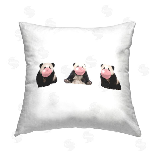 stupell industries Elephant Stock | Panda Bear Cub Bubblegum Printed Throw Pillow
