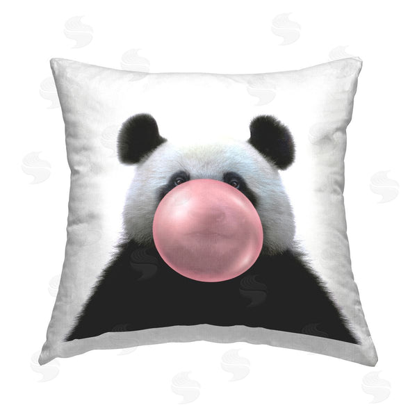 stupell industries Elephant Stock | Panda Bear Pink Bubblegum Printed Throw Pillow