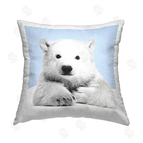 Stupell Industries Elephant Stock | Pastel Blue Polar Bear Printed Throw Pillow