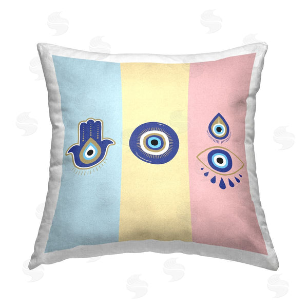 stupell industries Elephant Stock | Pastel Evil Eye Symbols Printed Throw Pillow
