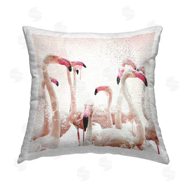 Stupell Industries Elephant Stock | Pastel Pink Flamingo Flock Printed Throw Pillow
