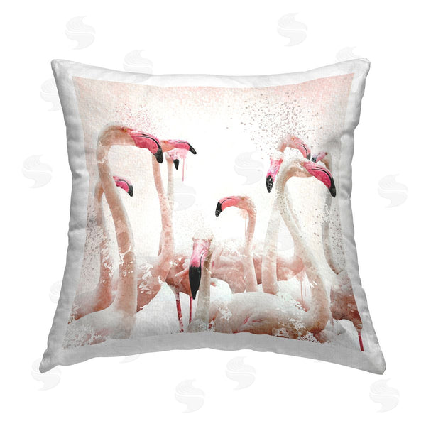 stupell industries Elephant Stock | Pastel Pink Flamingo Flock Printed Throw Pillow