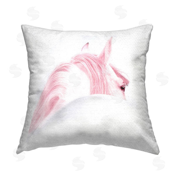 Stupell Industries Elephant Stock | Pastel Pink Horse Portrait Printed Throw Pillow