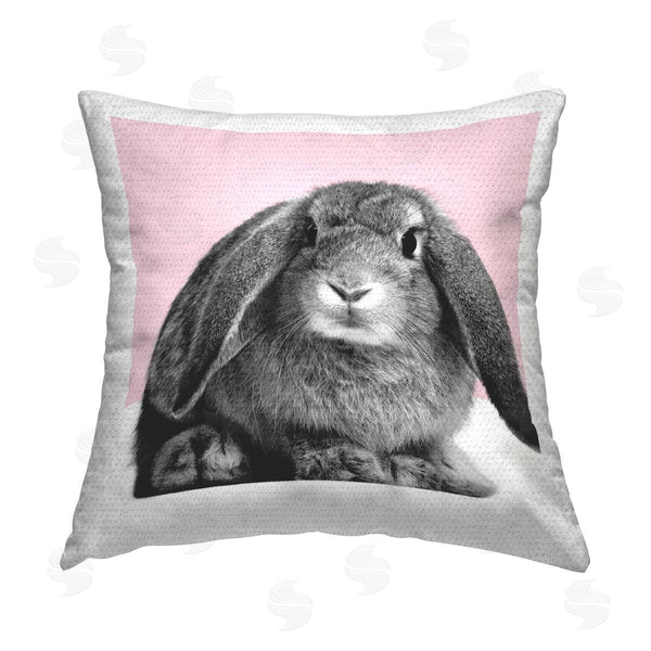 Stupell Industries Elephant Stock | Pink Bunny Rabbit Portrait Printed Throw Pillow
