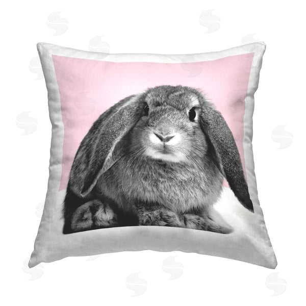 stupell industries Elephant Stock | Pink Bunny Rabbit Portrait Printed Throw Pillow