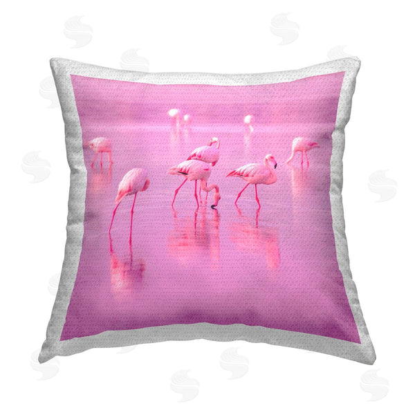 Stupell Industries Elephant Stock | Pink Flamingo Flock Grazing Printed Throw Pillow