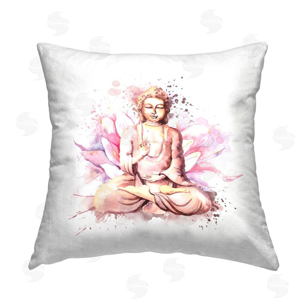stupell industries Elephant Stock | Pink Lotus Buddha Portrait Printed Throw Pillow