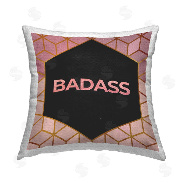 Stupell Industries Elephant Stock | Pink Patterned Bad*ss Phrase Printed Throw Pillow