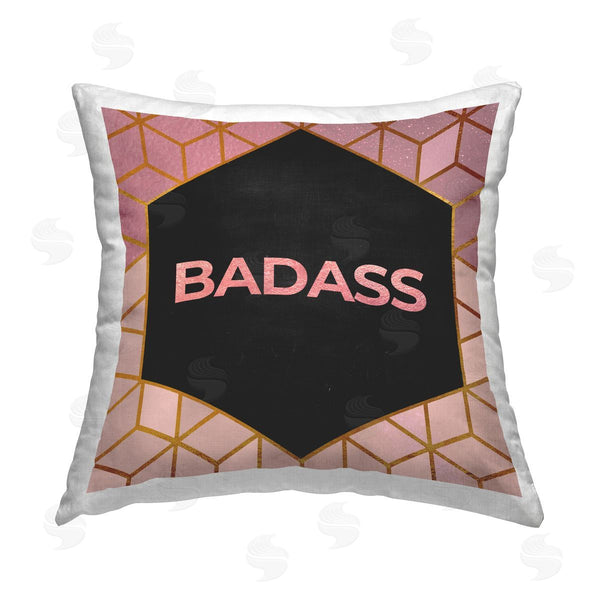 stupell industries Elephant Stock | Pink Patterned Bad*ss Phrase Printed Throw Pillow
