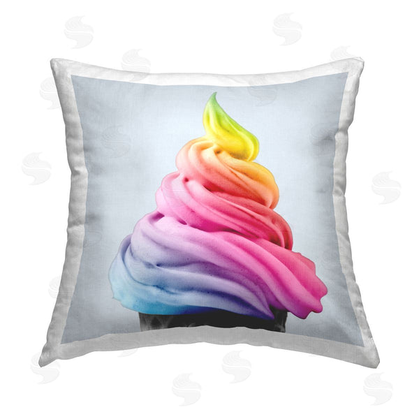 stupell industries Elephant Stock | Rainbow Ice Cream Scoop Printed Throw Pillow