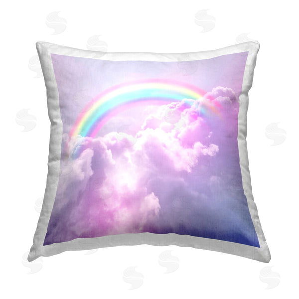 stupell industries Elephant Stock | Rainbow in Purple Clouds Printed Throw Pillow