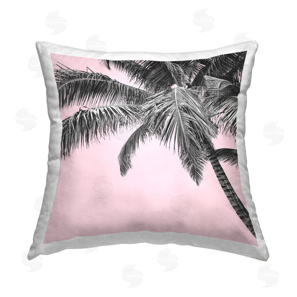 stupell industries Elephant Stock | Tropical Pink Palm Tree Printed Throw Pillow