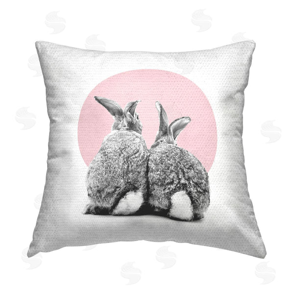 Stupell Industries Elephant Stock | Two Rabbits Pastel Pink Printed Throw Pillow