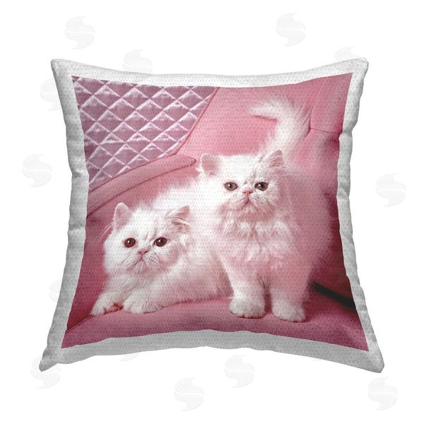 Stupell Industries Elephant Stock | White Kittens On Pink Printed Throw Pillow