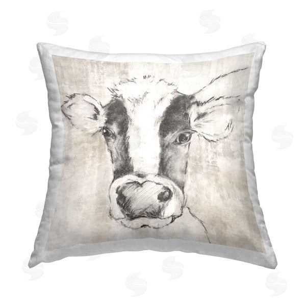 stupell industries Eli Jones | Cow Sketch Impression Printed Throw Pillow