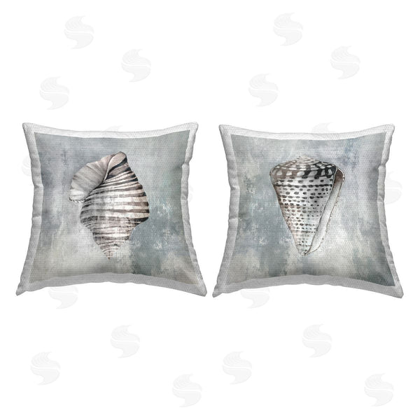 Stupell Industries Eli Jones | Cowrie Shells On Grey Printed Throw Pillow Set