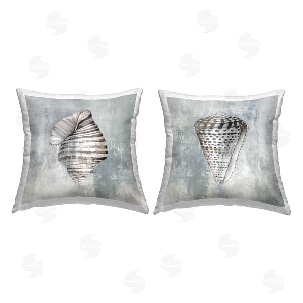 stupell industries Eli Jones | Cowrie Shells on Grey Printed Throw Pillow Set