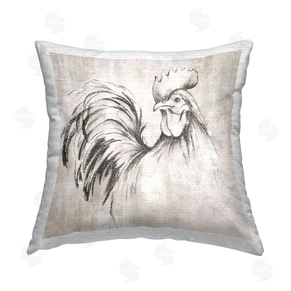 Stupell Industries Eli Jones | Rooster Sketch Impression Printed Throw Pillow