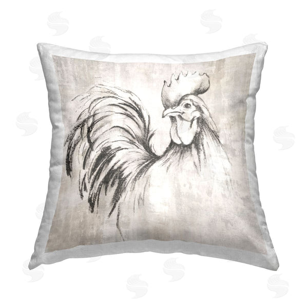 stupell industries Eli Jones | Rooster Sketch Impression Printed Throw Pillow