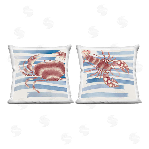 stupell industries Eli Jones | Striped Claws Sea Creatures Printed Throw Pillow Set