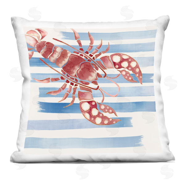 stupell industries Eli Jones | Striped & Dotted Claws Lobster Printed Throw Pillow
