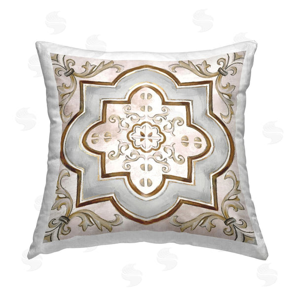 stupell industries Eli Jones | Traditional Symmetrical Tile Printed Throw Pillow