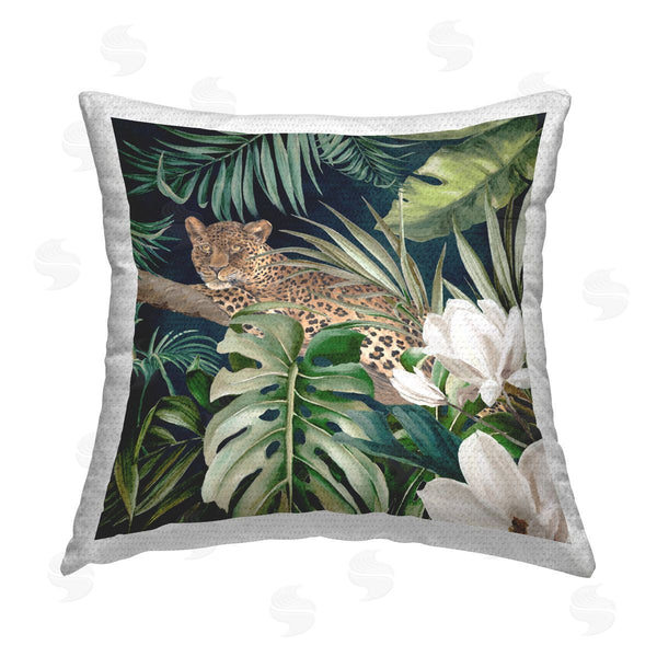 Stupell Industries Eli Jones | Tropical Jungle Leopard Printed Throw Pillow