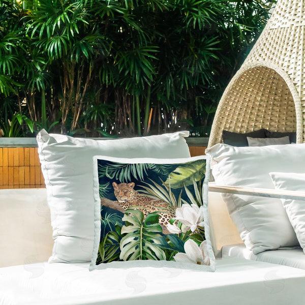 Stupell Industries Eli Jones | Tropical Jungle Leopard Printed Throw Pillow