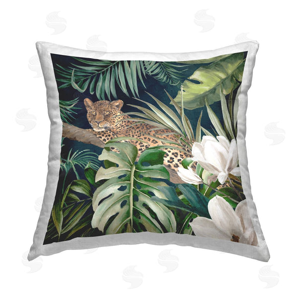stupell industries Eli Jones | Tropical Jungle Leopard Printed Throw Pillow