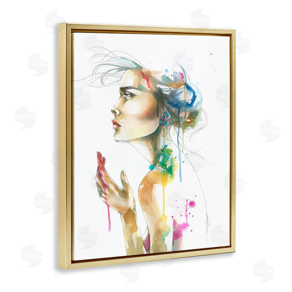 Stupell Industries Elisaveta Stoilova | Abstract Watercolor Female Side Portrait
