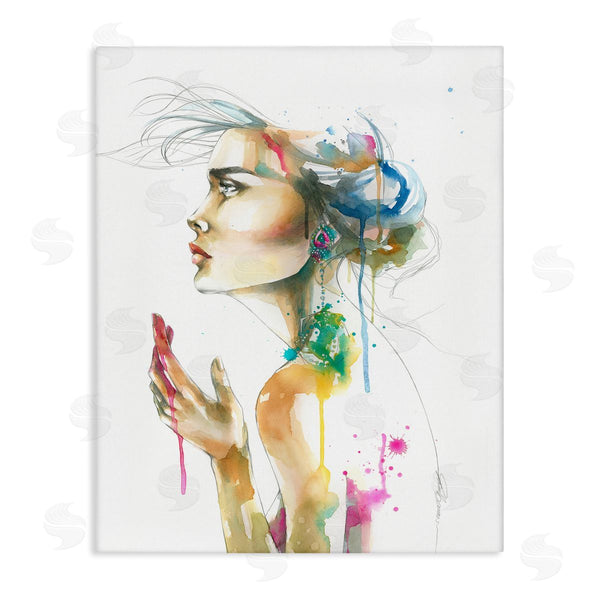 stupell industries Elisaveta Stoilova | Abstract Watercolor Female Side Portrait