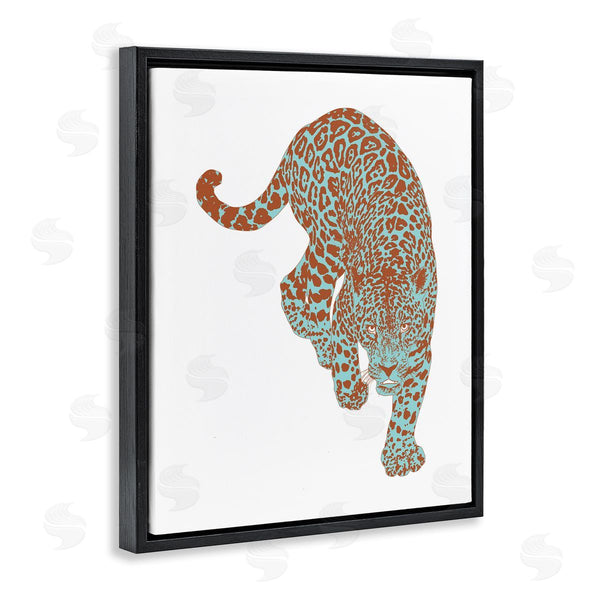 Stupell Industries Elisaveta Stoilova | Blue Orange Leopard Prowling Jungle Cat
